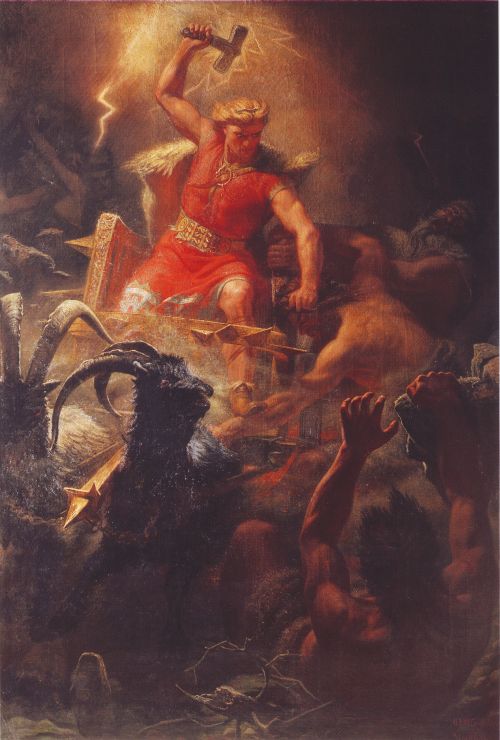 Thor - der Donnergott der Wikinger (Gemälde von Winge, einem schwedischen Maler)